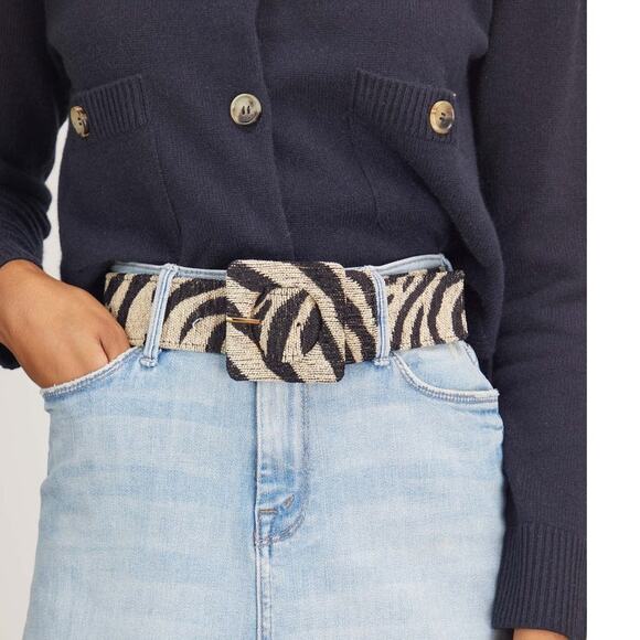 Lizzie Fortunato Agnes Zebra Chenille Belt Black Natural Size XS/S NWT $275 main image 13